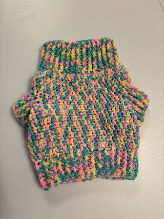 Maglioncino Sweater Lana Crochet Cane Marshmallow