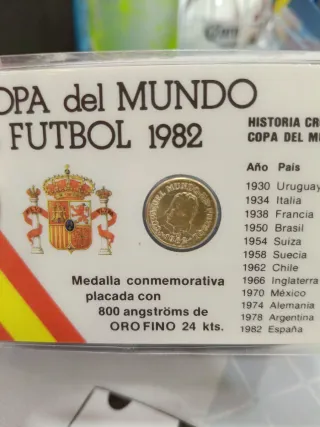 Medalla Copa Mundo Fútbol 1982 Oro Fino