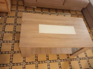 Mesa de centro elevable Roble y Cristal