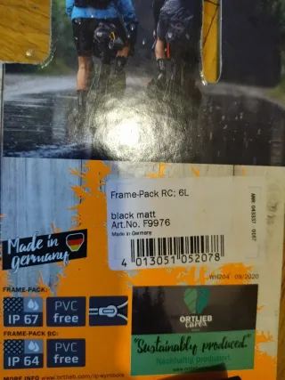 Ortlieb Frame-Pack RC 6 l. Bolsa Cuadro Negra Mat