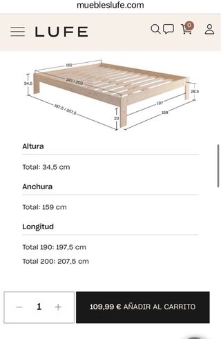 Cama Lufe con cajones 150x200