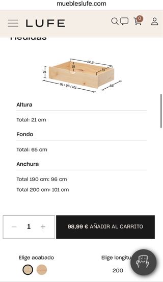 Cama Lufe con cajones 150x200
