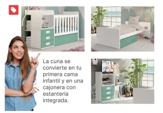 Cuna convertible en habitación infantil