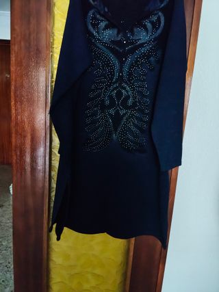 Vestido azul de algodón y lana