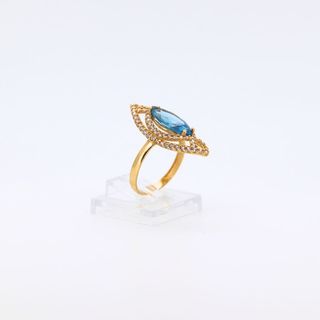 LANZADERA CIRCONITAS AZUL. Oro 18k.
