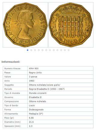 Moneta Regno Unito Three Pence 1960