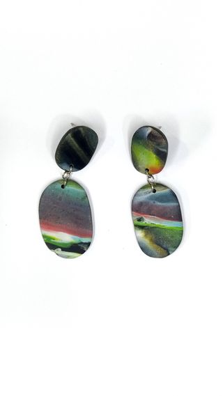 Pendientes ovalados abstractos multicolor