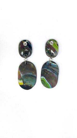 Pendientes ovalados abstractos multicolor