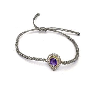 Pulsera Gota Amatista y Diamantes Oro