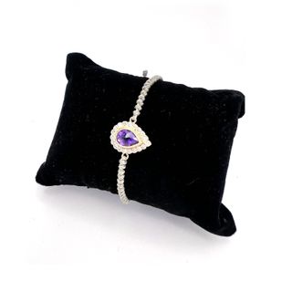 Pulsera Gota Amatista y Diamantes Oro