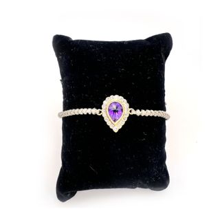 Pulsera Gota Amatista y Diamantes Oro