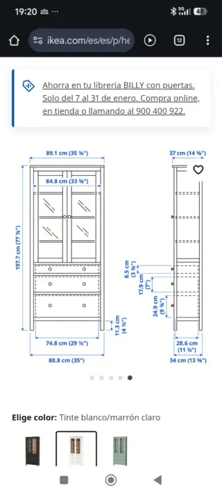 Vitrina Ikea Hemnes Blanca