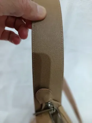 Borsetta beige  in pelle e nylon by Pollini