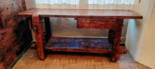 Banco de carpintero antiguo madera 1945