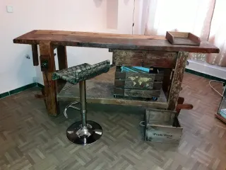 Banco de carpintero antiguo madera 1945