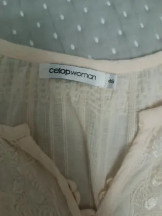Blusa beige bordada Celop wom talla 46