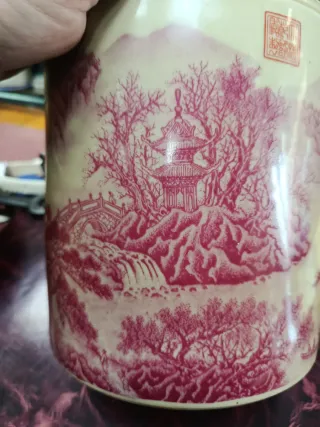 Bote de té de porcelana china antiguo