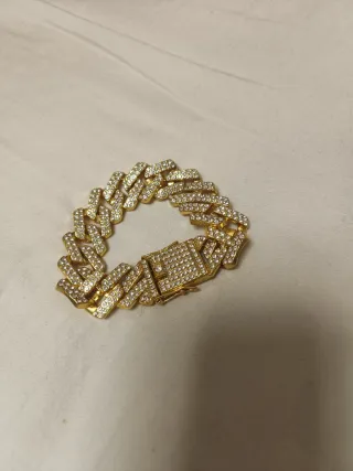 Bracciale Cubano Oro Bianco Cristalli