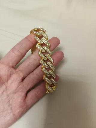 Bracciale Cubano Oro Bianco Cristalli