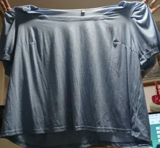 Camiseta azul manga corta mujer