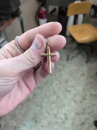 Colgante Cruz Lisa Oro 37mm Hueca