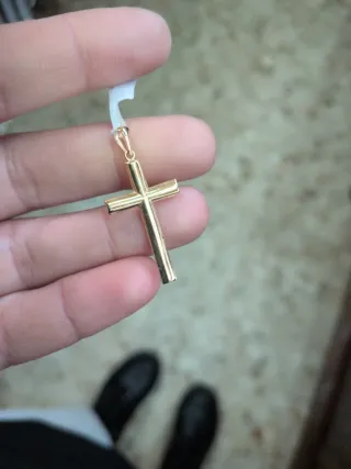 Colgante Cruz Lisa Oro 37mm Hueca
