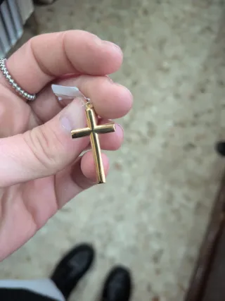 Colgante Cruz Lisa Oro 37mm Hueca