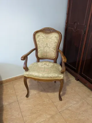 Silla Antigua Tapizada Madera