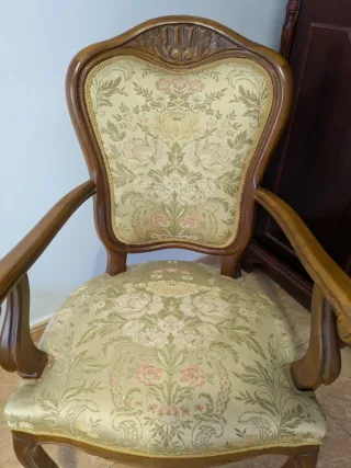 Silla Antigua Tapizada Madera