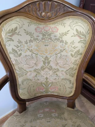 Silla Antigua Tapizada Madera