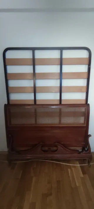 Cama madera maciza y somier de lamas 135x190cm