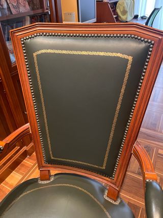 Silla de escritorio de cuero y madera