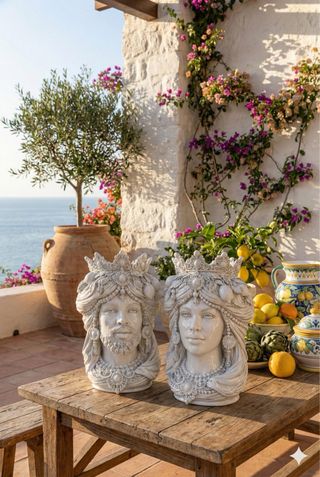 Coppia Teste di Moro Re & Regina 25cm