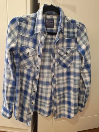 Camisa cuadros Zara azul y blanco