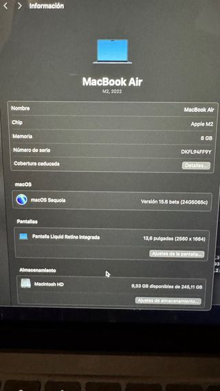 MacBook Air M2 Negro