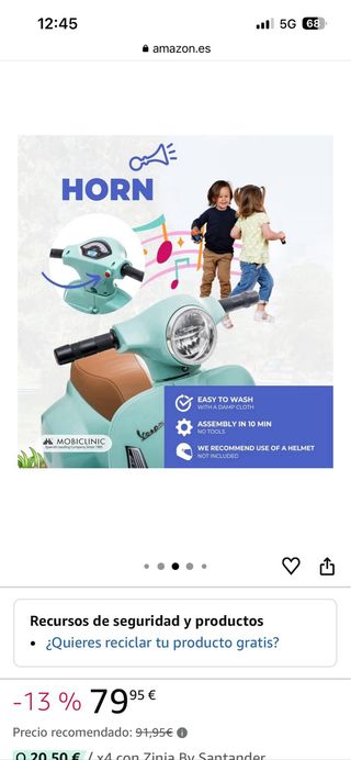 Moto Vespa Eléctrica Infantil