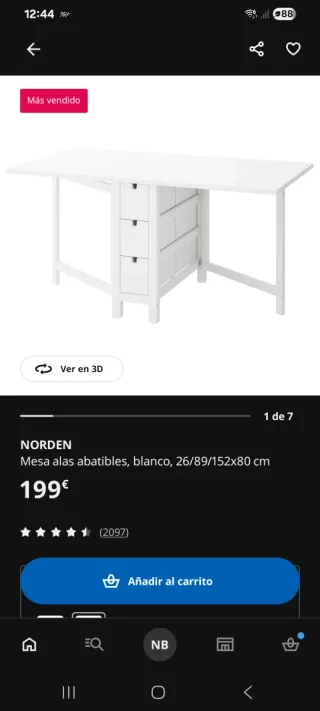 Mesa abatible blanca Ikea Norden