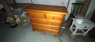 Cómoda television de pino con 6 cajones