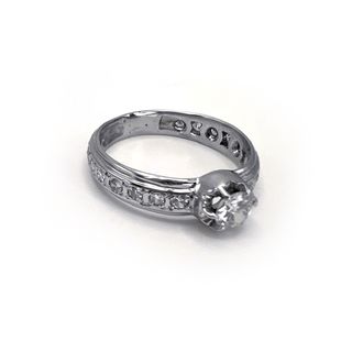 Anillo Oro Blanco Diamante Natural