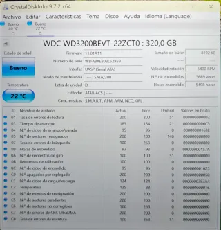 Disco Duro 2.5 WD 320GB WD3200BEVT