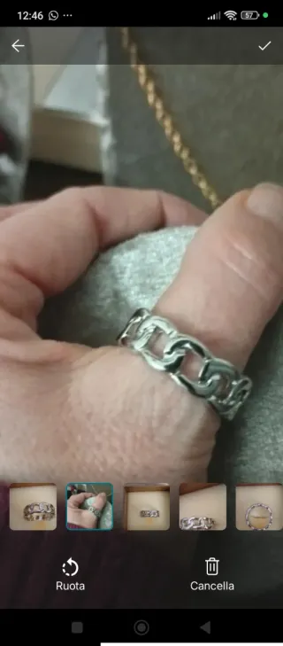 Anello unisex argentato