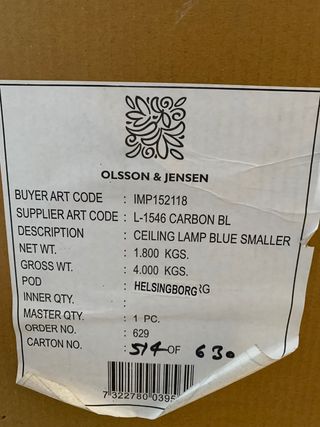 Lámpara de techo Olsson & Jensen Negra/Dorada