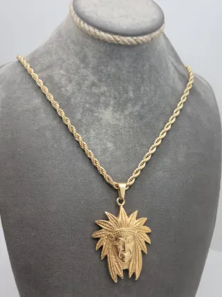 Colgante Indio Acero Quirúrgico Chapado Oro