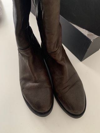 Stivali completamente in pelle verde oliva