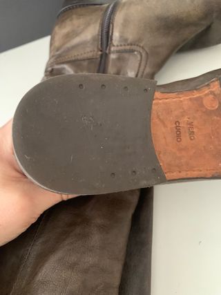 Stivali completamente in pelle verde oliva