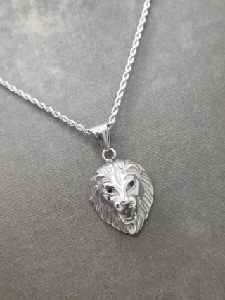 Colgante León Cordón Rizado Acero