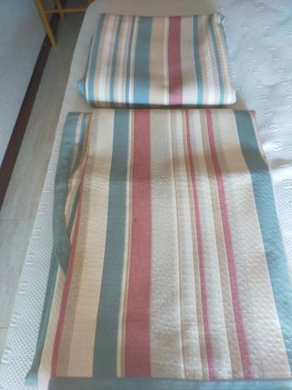 Colcha juvenil rayas azul y rosa (2 unidades)