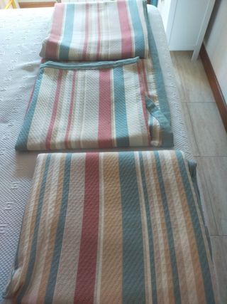 Colcha juvenil rayas azul y rosa (2 unidades)