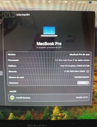 MacBook Pro 13 2011 Intel Core i7 8GB RAM