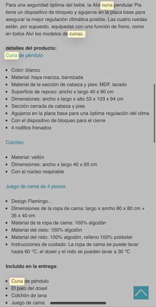 Cuna  de lujo de bebé